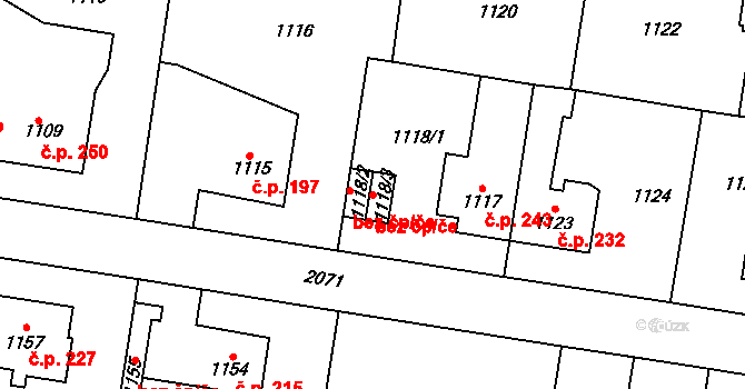 Praha 46862757 na parcele st. 1118/3 v KÚ Kbely, Katastrální mapa