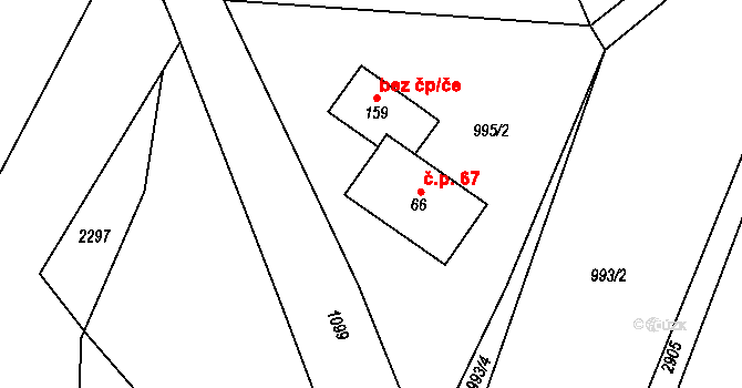 Rodvínov 47556757 na parcele st. 66 v KÚ Jindřiš, Katastrální mapa