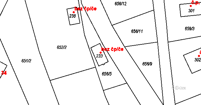 Železný Brod 50402757 na parcele st. 233 v KÚ Jirkov u Železného Brodu, Katastrální mapa