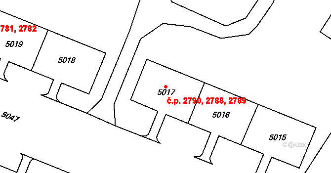 Most 2788,2789,2790 na parcele st. 5015 v KÚ Most II, Katastrální mapa