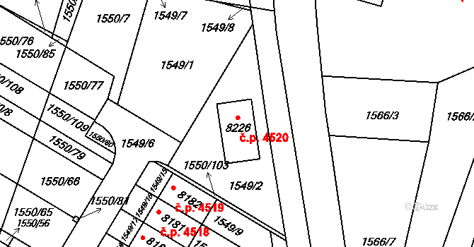 Kroměříž 4520 na parcele st. 8226 v KÚ Kroměříž, Katastrální mapa
