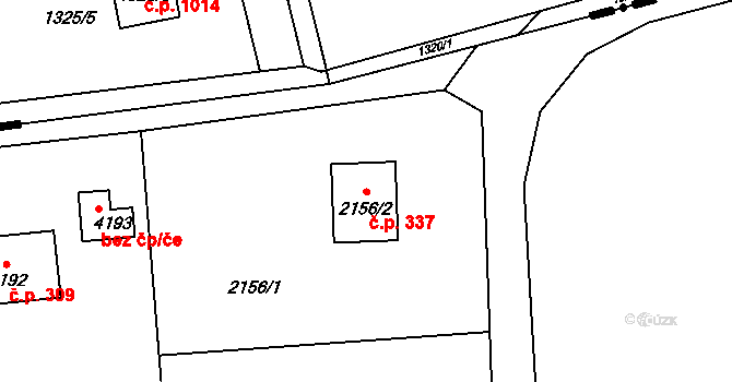 Třanovice 337 na parcele st. 2156/2 v KÚ Třanovice, Katastrální mapa