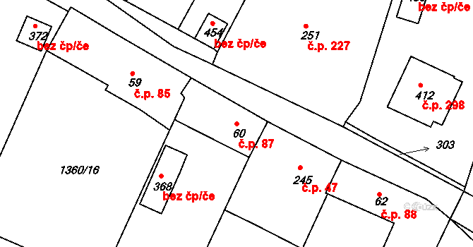 Opařany 87 na parcele st. 60 v KÚ Opařany, Katastrální mapa