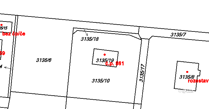 Horní Těrlicko 861, Těrlicko na parcele st. 3135/19 v KÚ Horní Těrlicko, Katastrální mapa