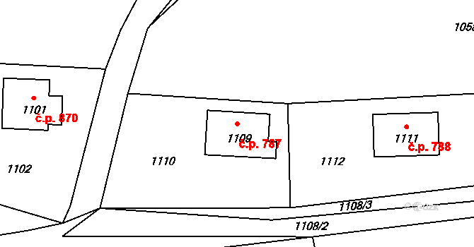 Bludov 787 na parcele st. 1109 v KÚ Bludov, Katastrální mapa
