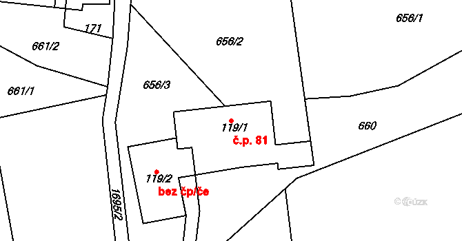 Heroltice 81, Štíty na parcele st. 119/1 v KÚ Heroltice u Štítů, Katastrální mapa