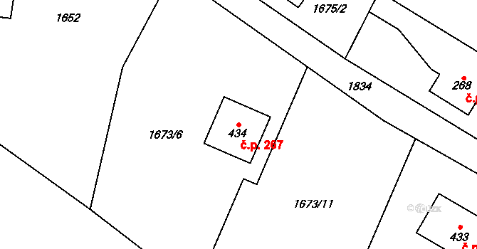 Kocléřov 267, Vítězná na parcele st. 434 v KÚ Kocléřov, Katastrální mapa