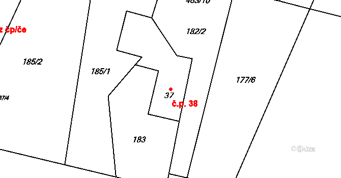 Hájov 38, Příbor na parcele st. 37 v KÚ Hájov, Katastrální mapa