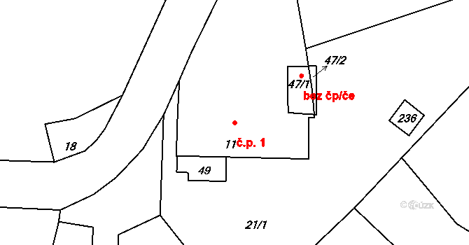 Borek 1, Kozojedy na parcele st. 11 v KÚ Borek u Kozojed, Katastrální mapa