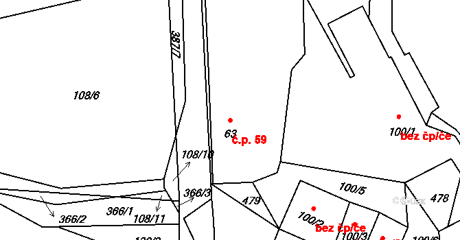 Brloh 59, Louny na parcele st. 63 v KÚ Brloh, Katastrální mapa
