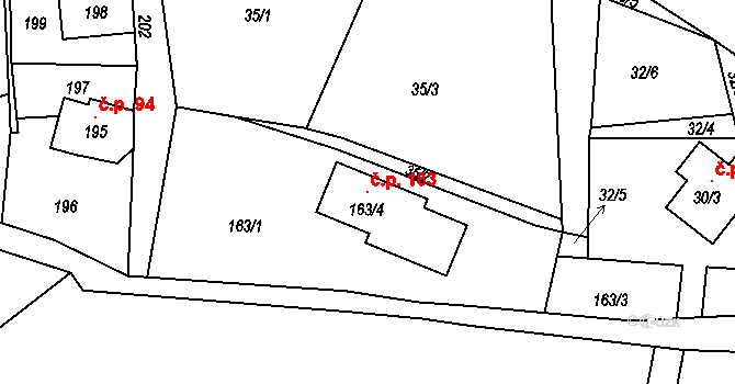 Haratice 163, Plavy na parcele st. 163/4 v KÚ Haratice, Katastrální mapa