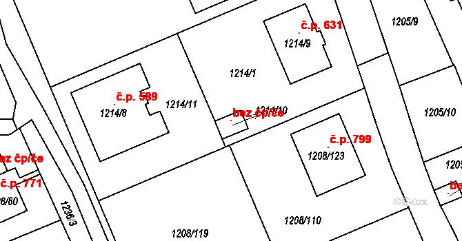 Proboštov 96226757 na parcele st. 1214/10 v KÚ Proboštov u Teplic, Katastrální mapa