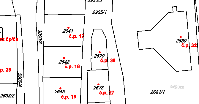Chábory 30, Dobruška na parcele st. 2679 v KÚ Dobruška, Katastrální mapa