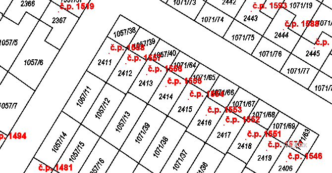 Český Brod 1555 na parcele st. 2414 v KÚ Český Brod, Katastrální mapa