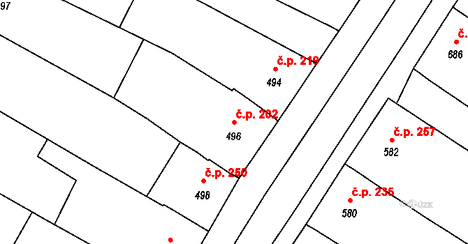 Moravský Žižkov 202 na parcele st. 496 v KÚ Moravský Žižkov, Katastrální mapa