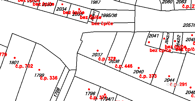Velké Pavlovice 372 na parcele st. 2037 v KÚ Velké Pavlovice, Katastrální mapa