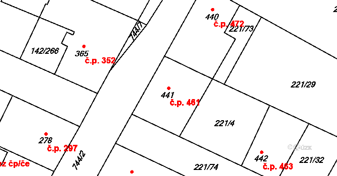 Chotěšov 461 na parcele st. 441 v KÚ Chotěšov, Katastrální mapa