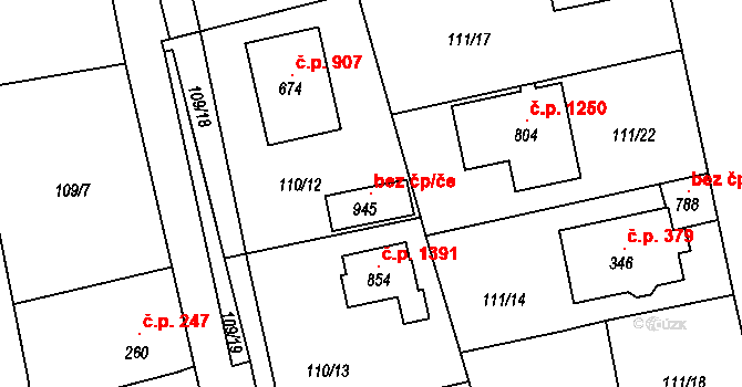 Rudná 104078758 na parcele st. 945 v KÚ Dušníky u Rudné, Katastrální mapa