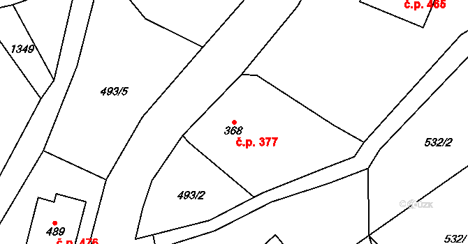 Janov nad Nisou 377 na parcele st. 368 v KÚ Janov nad Nisou, Katastrální mapa