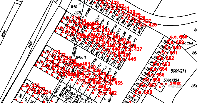 Jihlava 450 na parcele st. 5661/112 v KÚ Jihlava, Katastrální mapa