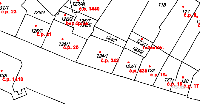 Děčín I-Děčín 342, Děčín na parcele st. 124/1 v KÚ Děčín, Katastrální mapa