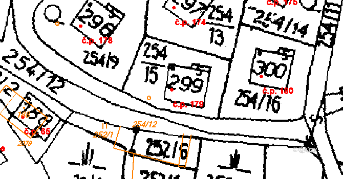 Opatovec 179 na parcele st. 299 v KÚ Opatovec, Katastrální mapa