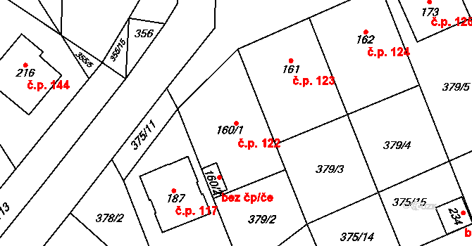 Lechotice 122 na parcele st. 160/1 v KÚ Lechotice, Katastrální mapa