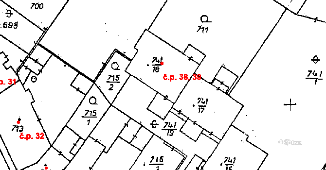 Poděbrady II 38,39, Poděbrady na parcele st. 741/18 v KÚ Poděbrady, Katastrální mapa