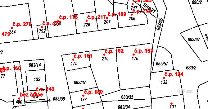 Bohosudov 162, Krupka na parcele st. 210 v KÚ Bohosudov, Katastrální mapa