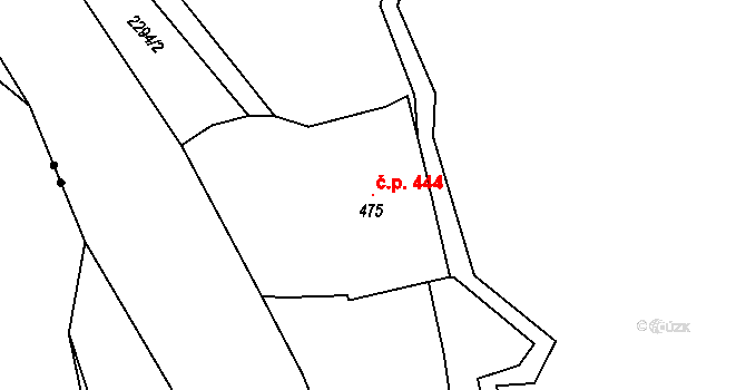 Česká Kamenice 444 na parcele st. 475 v KÚ Česká Kamenice, Katastrální mapa