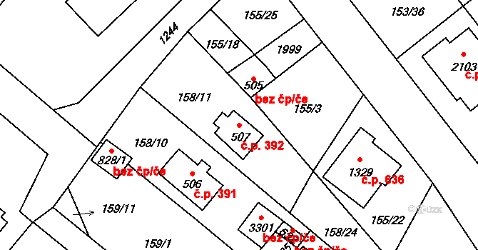 Úšovice 392, Mariánské Lázně na parcele st. 507 v KÚ Úšovice, Katastrální mapa