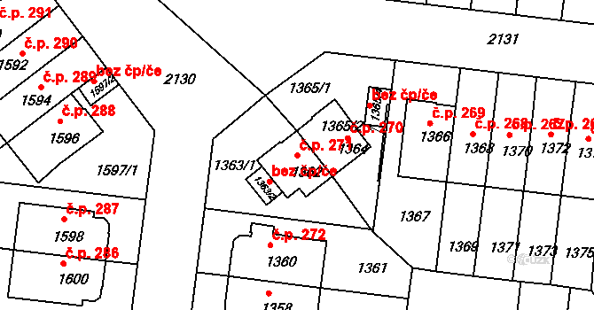 Střešovice 271, Praha na parcele st. 1362 v KÚ Střešovice, Katastrální mapa