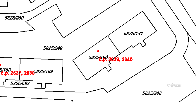 Česká Lípa 2639,2640 na parcele st. 5825/180 v KÚ Česká Lípa, Katastrální mapa