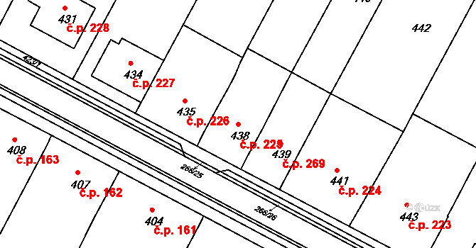 Blažovice 225 na parcele st. 438 v KÚ Blažovice, Katastrální mapa