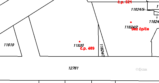 Severní Předměstí 469, Plzeň na parcele st. 11820 v KÚ Plzeň, Katastrální mapa