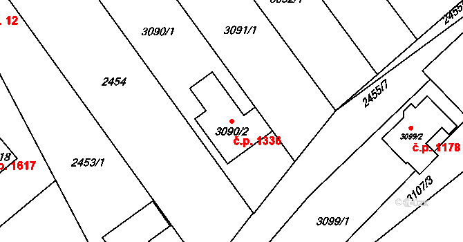 Kuřim 1336 na parcele st. 3090/2 v KÚ Kuřim, Katastrální mapa