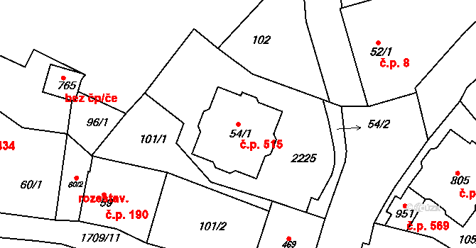 Skalná 515 na parcele st. 54/1 v KÚ Skalná, Katastrální mapa