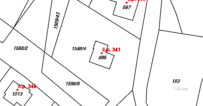 Skalice u České Lípy 341 na parcele st. 895 v KÚ Skalice u České Lípy, Katastrální mapa
