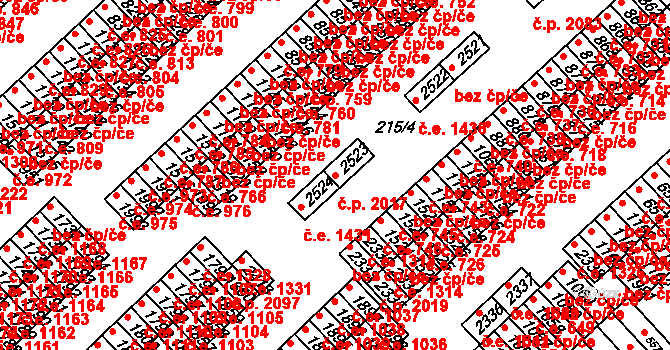 Sezimovo Ústí 2017 na parcele st. 2523 v KÚ Sezimovo Ústí, Katastrální mapa