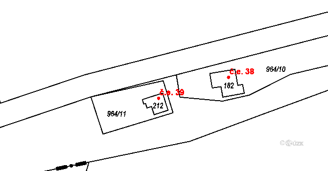 Čížov 38, Chabeřice na parcele st. 182 v KÚ Chabeřice, Katastrální mapa