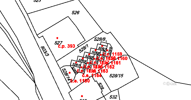 Děčín IV-Podmokly 1158, Děčín na parcele st. 528/6 v KÚ Podmokly, Katastrální mapa