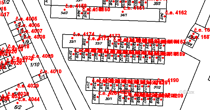 Kadaň 4180 na parcele st. 32/11 v KÚ Bystřice u Kadaně, Katastrální mapa