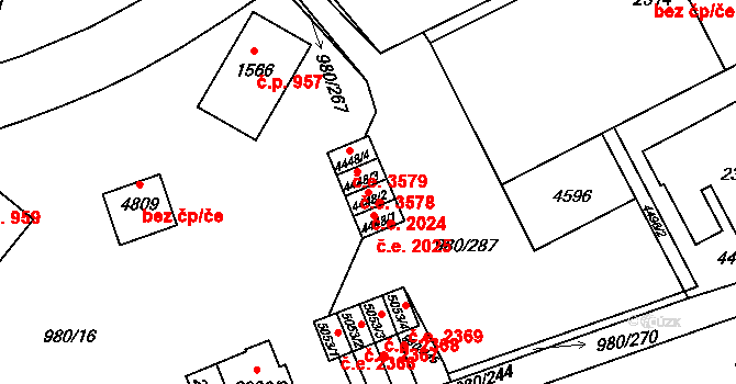 Zlín 2024 na parcele st. 4448/2 v KÚ Zlín, Katastrální mapa