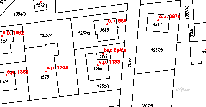 Rožnov pod Radhoštěm 39563758 na parcele st. 3892 v KÚ Rožnov pod Radhoštěm, Katastrální mapa