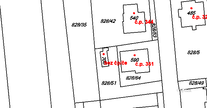 Zlín 41454758 na parcele st. 706 v KÚ Louky nad Dřevnicí, Katastrální mapa