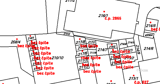 Teplice 41726758 na parcele st. 217/8 v KÚ Teplice, Katastrální mapa