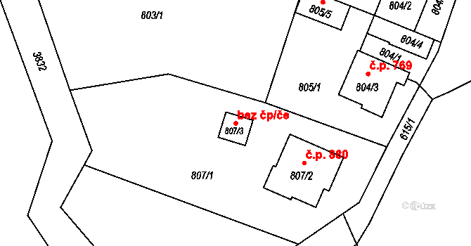 Ostrava 43977758 na parcele st. 807/3 v KÚ Stará Bělá, Katastrální mapa