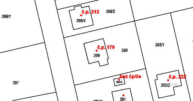 Dobroslavice 179 na parcele st. 389 v KÚ Dobroslavice, Katastrální mapa