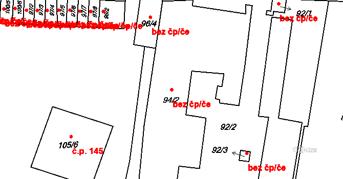 Březnice 44428758 na parcele st. 94/2 v KÚ Březnice, Katastrální mapa