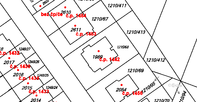 Kateřinky 1442, Opava na parcele st. 1989 v KÚ Kateřinky u Opavy, Katastrální mapa